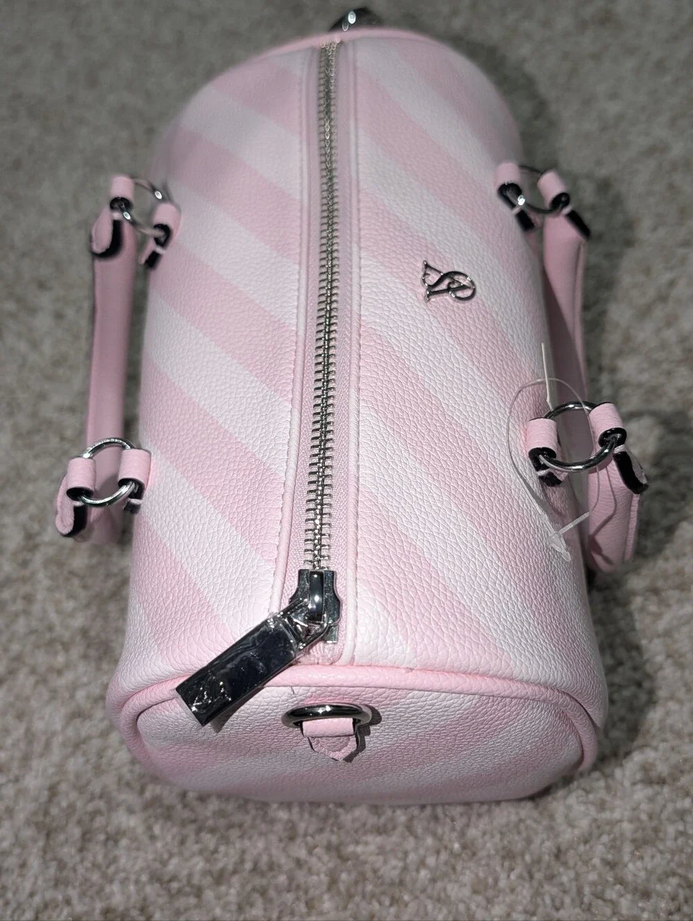 Pink Striped Dome Satchel Handbag - Women's Pink Bag